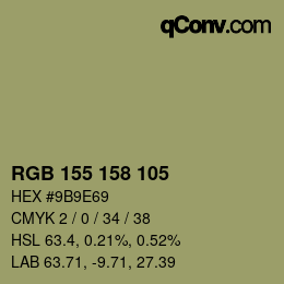 颜色代码: RGB 155 158 105 | qconv.com