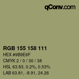 カラーコード: RGB 155 158 111 | qconv.com