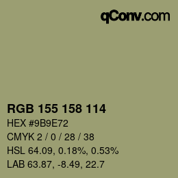颜色代码: RGB 155 158 114 | qconv.com