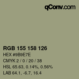 颜色代码: RGB 155 158 126 | qconv.com