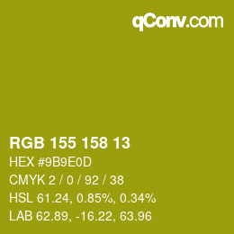 カラーコード: RGB 155 158 13 | qconv.com