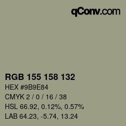 カラーコード: RGB 155 158 132 | qconv.com