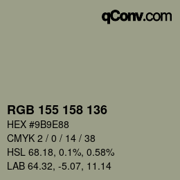 カラーコード: RGB 155 158 136 | qconv.com