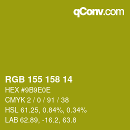 カラーコード: RGB 155 158 14 | qconv.com