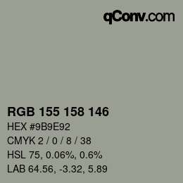 Farbcode: RGB 155 158 146 | qconv.com