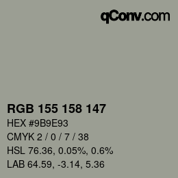 カラーコード: RGB 155 158 147 | qconv.com