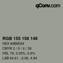 カラーコード: RGB 155 158 148 | qconv.com