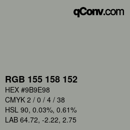 Farbcode: RGB 155 158 152 | qconv.com