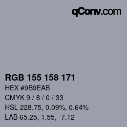 カラーコード: RGB 155 158 171 | qconv.com