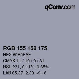 Código de color: RGB 155 158 175 | qconv.com