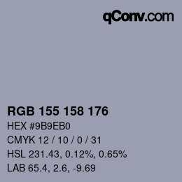 颜色代码: RGB 155 158 176 | qconv.com