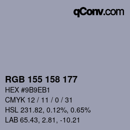 颜色代码: RGB 155 158 177 | qconv.com