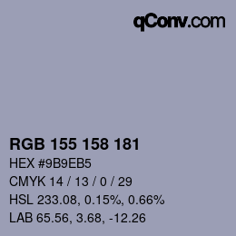 Color code: RGB 155 158 181 | qconv.com