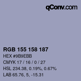 カラーコード: RGB 155 158 187 | qconv.com