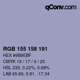 カラーコード: RGB 155 158 191 | qconv.com