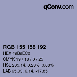 Farbcode: RGB 155 158 192 | qconv.com