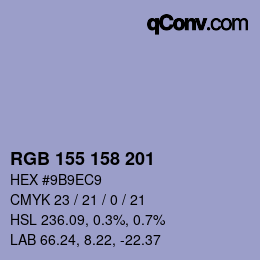 Color code: RGB 155 158 201 | qconv.com