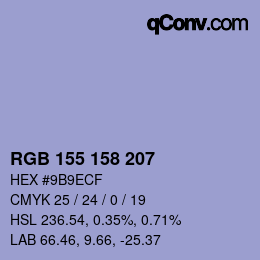 Color code: RGB 155 158 207 | qconv.com