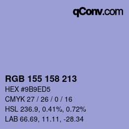 颜色代码: RGB 155 158 213 | qconv.com