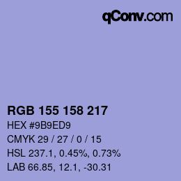 颜色代码: RGB 155 158 217 | qconv.com