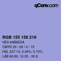 Color code: RGB 155 158 218 | qconv.com