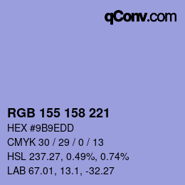 カラーコード: RGB 155 158 221 | qconv.com