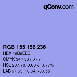 Color code: RGB 155 158 236 | qconv.com