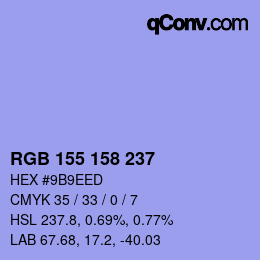 Color code: RGB 155 158 237 | qconv.com