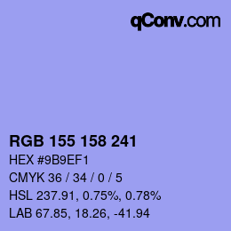 カラーコード: RGB 155 158 241 | qconv.com