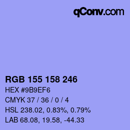 Color code: RGB 155 158 246 | qconv.com