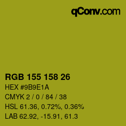 颜色代码: RGB 155 158 26 | qconv.com