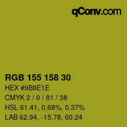 カラーコード: RGB 155 158 30 | qconv.com