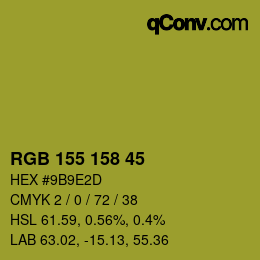 Color code: RGB 155 158 45 | qconv.com