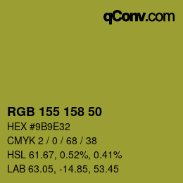カラーコード: RGB 155 158 50 | qconv.com