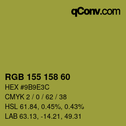 Color code: RGB 155 158 60 | qconv.com