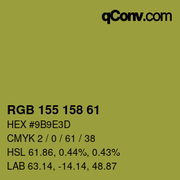 颜色代码: RGB 155 158 61 | qconv.com