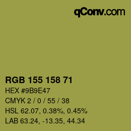 カラーコード: RGB 155 158 71 | qconv.com