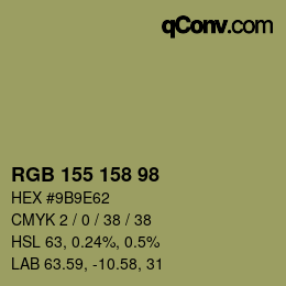 颜色代码: RGB 155 158 98 | qconv.com