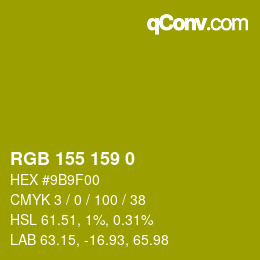 カラーコード: RGB 155 159 0 | qconv.com