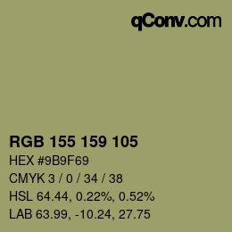 Color code: RGB 155 159 105 | qconv.com