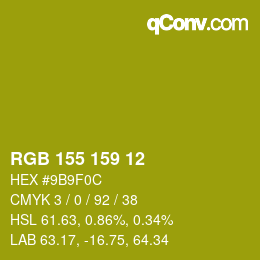 カラーコード: RGB 155 159 12 | qconv.com