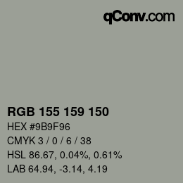 カラーコード: RGB 155 159 150 | qconv.com