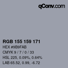 颜色代码: RGB 155 159 171 | qconv.com