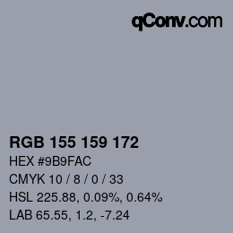 カラーコード: RGB 155 159 172 | qconv.com