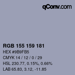 カラーコード: RGB 155 159 181 | qconv.com