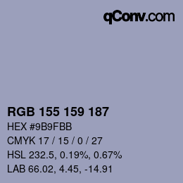 Color code: RGB 155 159 187 | qconv.com