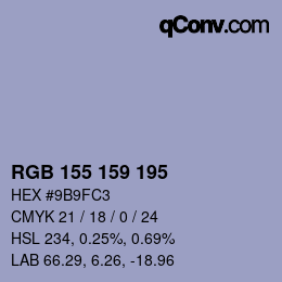 Color code: RGB 155 159 195 | qconv.com