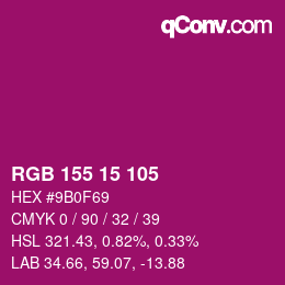 カラーコード: RGB 155 15 105 | qconv.com