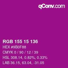 カラーコード: RGB 155 15 136 | qconv.com
