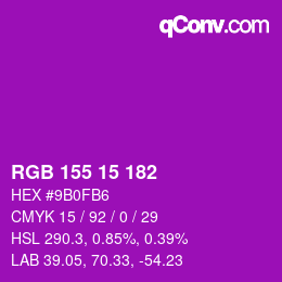 Color code: RGB 155 15 182 | qconv.com
